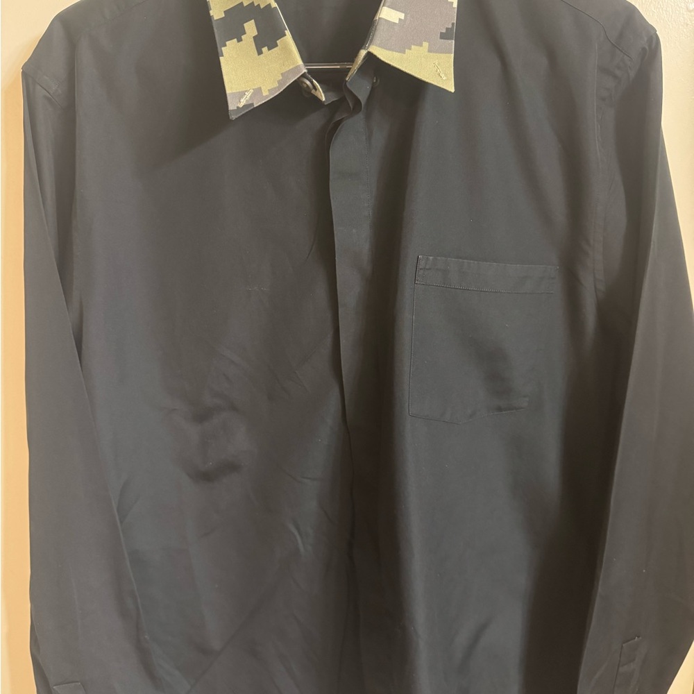 Givenchy Black Shirt with Camouflage Collar